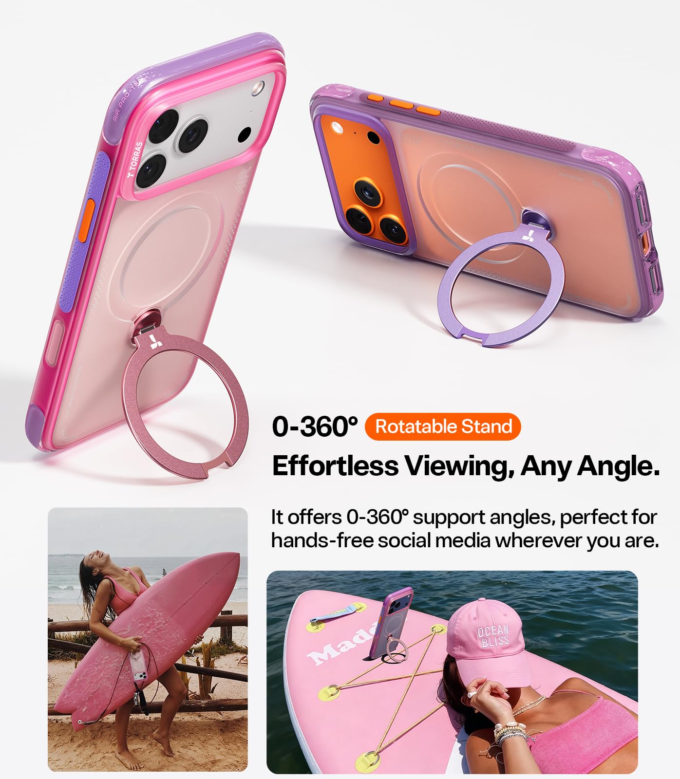 TORRAS Ostand Q3 Air for iPhone 17 Pro Case with Stand, Aurora